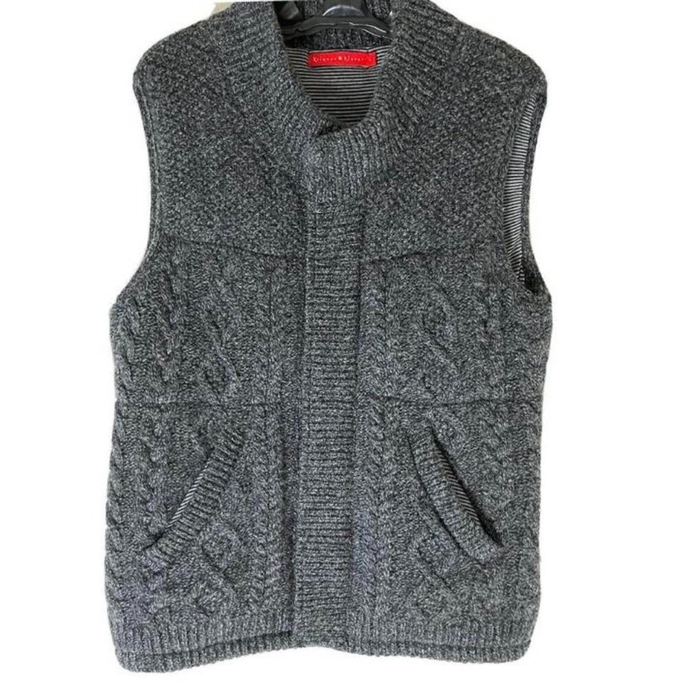 Cable knit wool vest